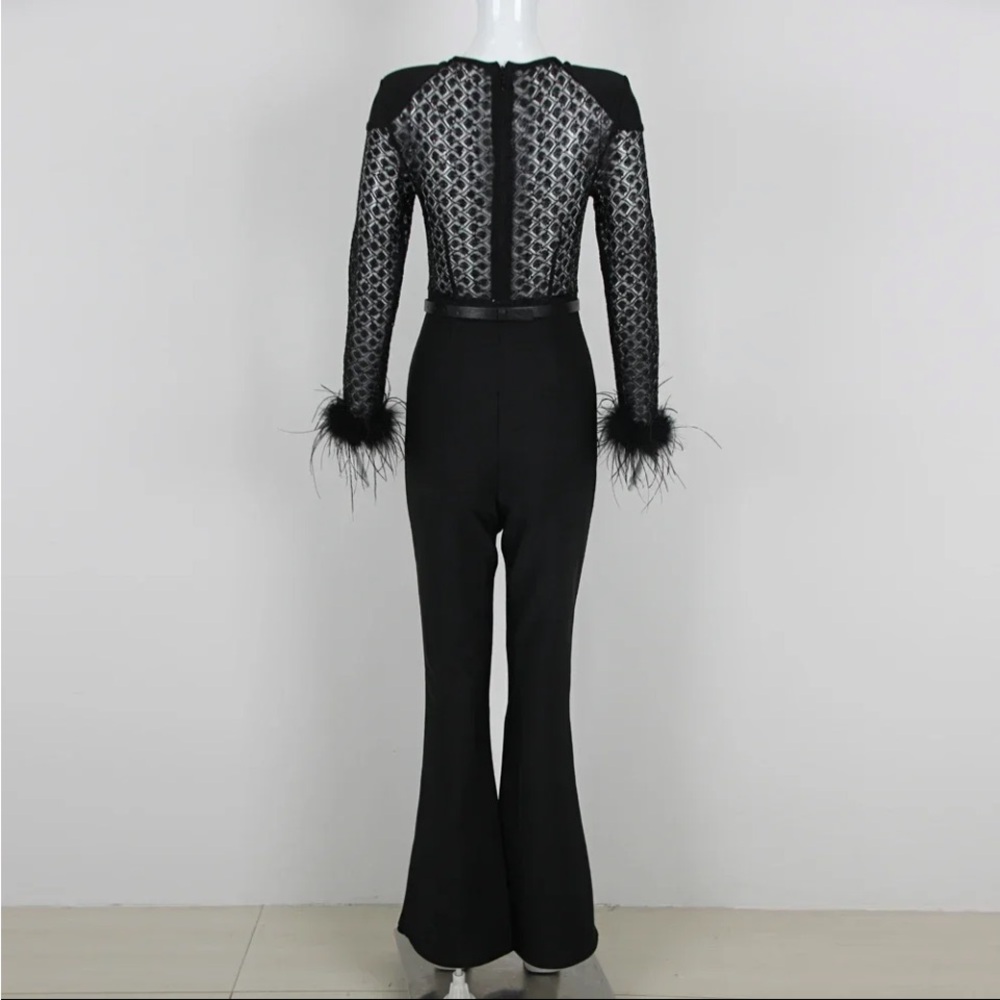 🎉Stand out Feather Belt Bodycon Jumpsuit Size S thru XXL - Picture 4 of 16